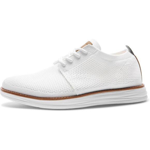⚡Men White Knit Flex Breeze Mesh Oxfords Lace-Up Lightweight Walking Sneaker - Picture 2 of 9